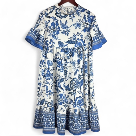 Other - Big Girl’s Junior Blue Floral Dress Ruffles Size 13/14 Preppy Church Modest XL